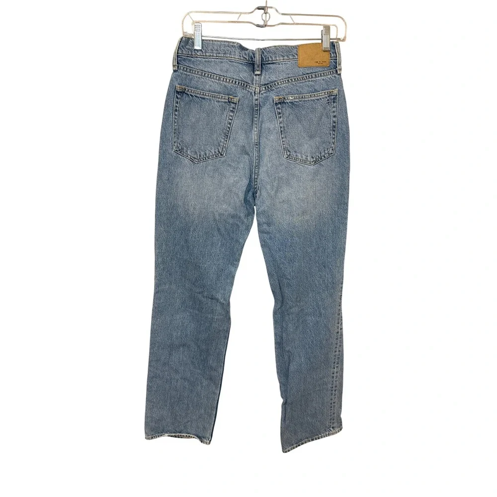 Rag & Bone Alex High Rise Straight Jeans Delavan with Holes Size 27 Button Fly
